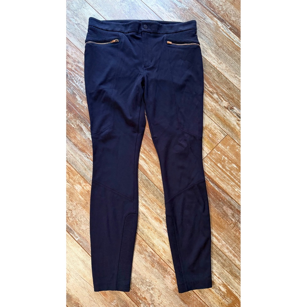 Athleta Ponte Moto 2.0 Pants Womens 12 Navy Skinny Stretch Zip Pocket